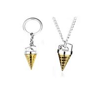 SXYNIO Tengen Toppa Necklace Keyring 2pcs Set Tengen Toppa Core Drill Pendant Jewelry Gurren-Lagann Metal Necklace Keychain