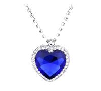 SXYNIO Titanic Heart of The Ocean Necklace Blue Crystal Necklace Created Sapphire Heart of The Ocean Pendant Necklace Jewelry for Women Girl Costume Accessory