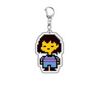 SXYNIO UNDERTALE Acrylic Keyring Game Character Figure Frisk Chara Toriel Sans Papyrus Flowey Napstablook Acrylic Keychain Bag Decorative Pendant Anime Cosplay Party Accessories (F)
