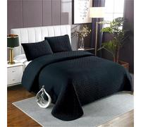 SXZAGZR Bedspread, Luxury Quilted Bedspread Bed Throw, Soft Microfiber Reversible Patchwork Beddings Set Bed Throw, Reversible Coverlet (Black,XXL)