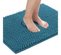 SXZAGZR Non-Slip Chenille Bath Mat - Super Absorbent & Quick Dry Rug with Backed Anti Mould Design - Machine Washable, Soft Plush Microfibre for Hygienic Bathroom (Blue,20x32 inch)