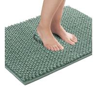 SXZAGZR Non-Slip Chenille Bath Mat - Super Absorbent & Quick Dry Rug with Backed Anti Mould Design - Machine Washable, Soft Plush Microfibre for Hygienic Bathroom (Green,17x24 inch)