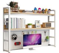 SXZenSpace 2 Tier Industrial Desktop Bookshelf, Bookcase for Computer Desk, Multifunctional Freestanding Storage Rack Display Shelf Office, Home Decor, Kitchen (Color : D, Size 115cm)