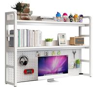 SXZenSpace 2 Tier Industrial Desktop Bookshelf, Bookcase for Computer Desk, Multifunctional Freestanding Storage Rack Display Shelf Office, Home Decor, Kitchen (Color : C, Size 115cm)