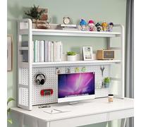 SXZenSpace 2 Tier Industrial Desktop Bookshelf, Bookcase for Computer Desk, Multifunctional Freestanding Storage Rack Display Shelf Office, Home Decor, Kitchen (Color : C, Size 95cm)