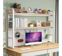 SXZenSpace 2 Tier Industrial Desktop Bookshelf, Bookcase for Computer Desk, Multifunctional Freestanding Storage Rack Display Shelf Office, Home Decor, Kitchen (Color : D, Size 115cm)