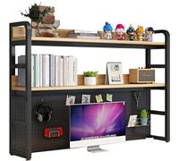 SXZenSpace 2 Tier Industrial Desktop Bookshelf, Bookcase for Computer Desk, Multifunctional Freestanding Storage Rack Display Shelf Office, Home Decor, Kitchen (Color : E, Size 95cm)