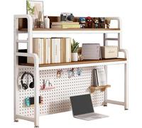 SXZenSpace 2 Tier Industrial Desktop Bookshelf With Metal Storage Rack, Bookcase For Computer Desk, Multifunctional Freestanding Rack Display Shelf Office, Home Decor, Kitchen (Color : B, S