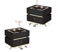 SXZenSpace 2Pcs Smart Floating Bedside Table with Motion Sensor Light, Combination Lock, Bluetooth Speaker, Wireless Charging, Touch Screen 3 Color Led Lights, Home Nightstand,Black,40 * 40 4