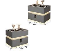 SXZenSpace 2Pcs Smart Floating Bedside Table with Motion Sensor Light, Combination Lock, Bluetooth Speaker, Wireless Charging, Touch Screen 3 Color Led Lights, Home Nightstand,Light gray,50 *