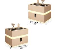 SXZenSpace 2Pcs Smart Floating Bedside Table with Motion Sensor Light, Combination Lock, Bluetooth Speaker, Wireless Charging, Touch Screen 3 Color Led Lights, Home Nightstand,Beige,45 * 40 4