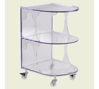 SXZenSpace 3-Tier Acrylic Side Table, Movable Coffee Table with Lockable Wheels, Large Turntable Stand Shelf, for Living Room Bedroom(Clear)