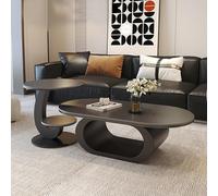 SXZenSpace 39" Oval Marble Coffee Table for Living Room,Modern Luxury Black Metal Base Center with Nesting End Home Decor,F,120x60x42cm(47x24x17inch)