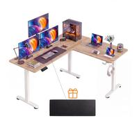 SXZenSpace 63” L Shaped Standing Desk,Electric Height Adjustable Corner Stand Up Desk, Ergonomic Sit Home Office Computer Desk with Splice Board (Oak)