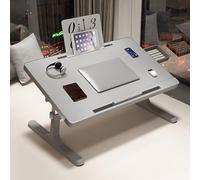 SXZenSpace Adjustable Bamboo Laptop Desk with Tilting Top, Drawer, Card Slot, and Reading Rack for Bed, Sofa, Study,