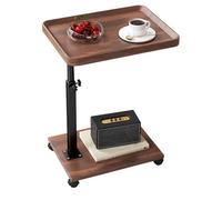 SXZenSpace Adjustable C Shaped Couch Side Table with 360° Rotating Tray Mobile End on Wheels Metal Frame for Living Room & Bedside Square Design (Color: A)