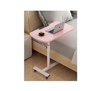 SXZenSpace Adjustable Folding Laptop Table for Sofa and Bed Black Desk Overbed Tilting Over & Chair Height Width with Lockable Pink Trim