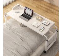 SXZenSpace Adjustable Height Over Bed Table with Wheels for King Size Mobile Cross Desk Perfect Anywhere in The Home