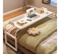 SXZenSpace Adjustable Height Over Bed Table with Wheels for King Size Mobile Cross Desk Suitable Anywhere in The Home