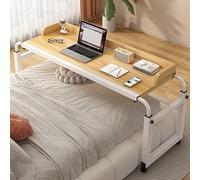 SXZenSpace Adjustable Height Overbed Table with Wheels for King Size Bed Mobile Cross Desk Anywhere in The Home
