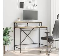 SXZenSpace Artisan Oak Wood Composite Desk, 100 x 50 90 cm with Shelf, Sturdy Metal Frame, Modern Computer Desk for Office, Home Study Storage Space