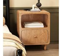 SXZenSpace Bedside Cabinet with Drawers Solid Wood Table Modern Night Stand for Bedroom or Living Room Side Table(Beige,40x39x48cm)