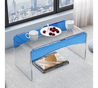 SXZenSpace C Shape Coffee Tables Clear Acrylic End Table Colorblock Design Living Room Modern Side Decorative Furniture(Blue,55cm/22in)