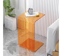 SXZenSpace C-Shaped Clear Acrylic Side Table Embedded Coffee for The Couch and Bed Modern Transparent End Living Room Space Saver(Orange,21.5" H)