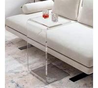 SXZenSpace C-Shaped Clear Acrylic Side Table Embedded Coffee for The Couch and Bed Modern Transparent End Living Room Solid Construction(Clear,25.5" H)