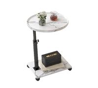 SXZenSpace C Shaped Couch Side Table with Wheels 360° Rotating End Height Adjustable Metal Tray for Living Room & Bedside Round Design (Color: C)