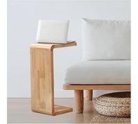SXZenSpace C Shaped End Table - Solid Wood Mini Sofa Side Table, Wooden Nightstand for Living Room & Bedroom, Laptop Work Desk