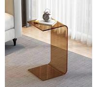 SXZenSpace Clear Acrylic C Shaped Side Table End for Couch Nightstand Minimalist Bedside Tables Living Room Study Multi-Purpose(Brown,65cm)