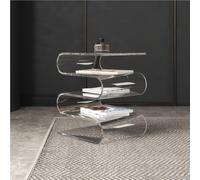 SXZenSpace Clear Acrylic Side Table, S-Shaped Transparent End Small Magazine Rack for Living Room, Bedroom, or Office(Clear)