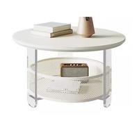 SXZenSpace Clear Coffee Table, 2-tierRound Tables for Living Room, C-Shaped Acrylic Side Nesting Set of 2 Small Home Office, Free Combination(Medium)