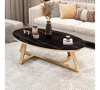 SXZenSpace Coffee Table for Living Room Center Table, Simple Modern Faux Marble Oval Tea with Sturdy Metal Frame Industrial Bedroom Home Office,F,120x60x45cm(47x24x18inch)