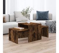 SXZenSpace Coffee Table Set Smoked Oak 100x48x40 cm Engineered Wood Nesting Tables Modern Living Room Centre Low High Side for Lounge Bedroom