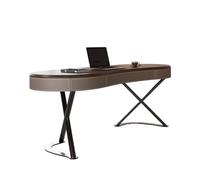 SXZenSpace Computer Writing Desk High-end Solid Wood Light Luxury Modern Simple Saddle Leather Home Study Bedroom Walnut Veneer Office Pc Table(1.8 * 0.7 0.75m)