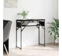 SXZenSpace Console Table, Black Oak Look, 75 x 30 cm, Wood Material with 2 Shelves, Storage Space and Robust Metal Frame, Ideal as a Desk, Computer Gaming Table for Office Home