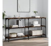 SXZenSpace Console Table Smoked Oak 150x29x75 cm, Engineered Wood with Metal Frame, Slim Hallway & Sofa Side Table, Adjustable Feet, Easy Assembly, for Living Room Bedroom