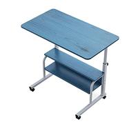SXZenSpace Desk RENRUIRUI- Mobile Computer Side Table Height Adjustable Home laptop Learning Workstation-with Two Storage Layers (Color : Blue)
