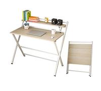SXZenSpace Desktop Computer Desk with Bookshelf, Foldable Home Study Table, PC Laptop Desk, Gaming Simple Small Office Workstation