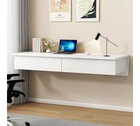 SXZenSpace Floating Writing Desk For Bedroom,Hanging Vanity Makeup Table With Drawers,Suspended Desk,Wall Mounted Tables Bedroom,Living Room,Study,Small Spaces(White,120x40cm(47x16in))
