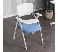 SXZenSpace Foldable Computer Desk Chair, Ergonomic Student Chair with Tablet Arm Writing Board, Stackable Office Guest Chairs & Reception for Meeting, Conference, Home Office(Blue)