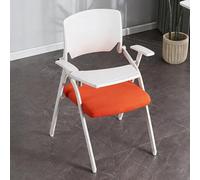 SXZenSpace Foldable Computer Desk Chair, Ergonomic Student Chair with Tablet Arm Writing Board, Stackable Office Guest Chairs & Reception for Meeting, Conference, Home Office(Orange)