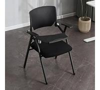 SXZenSpace Foldable Computer Desk Chair, Ergonomic Student Chair with Tablet Arm Writing Board, Stackable Office Guest Chairs & Reception for Meeting, Conference, Home Office(Black)