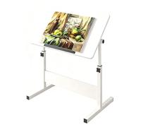 SXZenSpace Folding Drafting Table, Height Adjustable Art Desk for Home Office, Drawing and Reading Versatile Use Couch Sofa, White Finish, Compact Design
