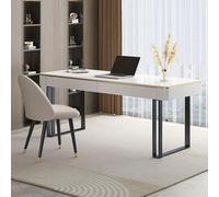 SXZenSpace Gold and White Desk, Black Modern Office Marble, Elegant Computer Dressing Table (Black, 47" L x 22" W 30" H)