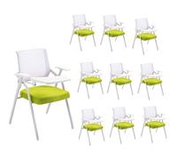 SXZenSpace High Back Desk Chair,Ergonomic Office Chairs with Attached for Laptop Mesh Folding Computer Chair Writing Board Cup Holder Metal Frame Conference Room Adults(Green,10pcs)