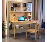 SXZenSpace Home Computer Desk with Drawers ＆ Desktop Hutch, Modern Student Study Table/Workstatio Bookshelf for Office(31Inch, Natural)