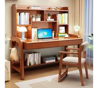 SXZenSpace Home Computer Desk with Drawers ＆ Desktop Hutch, Modern Student Study Table/Workstatio for Office(33Inch, Walnut)